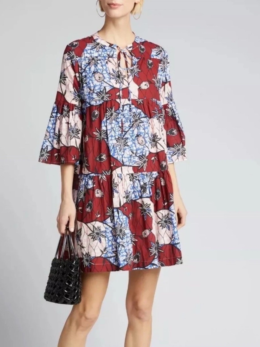 WARM 3 (US 10/12) Wax Poetic Garden Floral Tiered Mini Dress Bohemian NYC